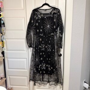 BloomChic Mesh Dress with Celestial Patterns size 18/20 - includes black slip!